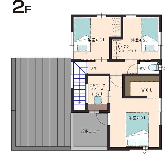 ガレージハウスモデルプラン01　間取り2F