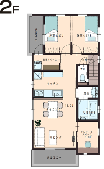 ガレージハウスモデルプラン02　間取り2F