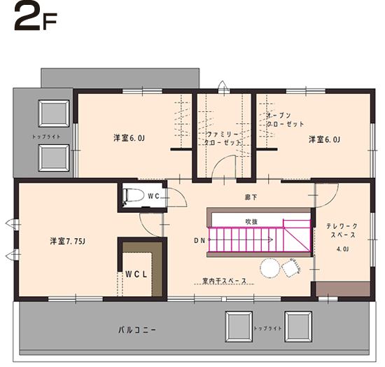 ガレージハウスモデルプラン02　間取り2F