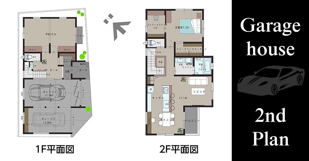 ガレージハウス（2nd Plan） の平面図