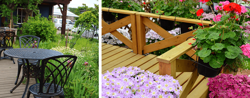 ガーデニングとウッドデッキのイメージ