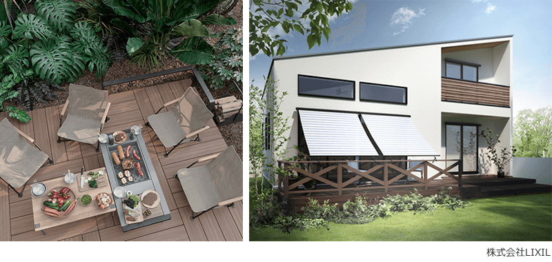 ウッドデッキとアウトドアのイメージ